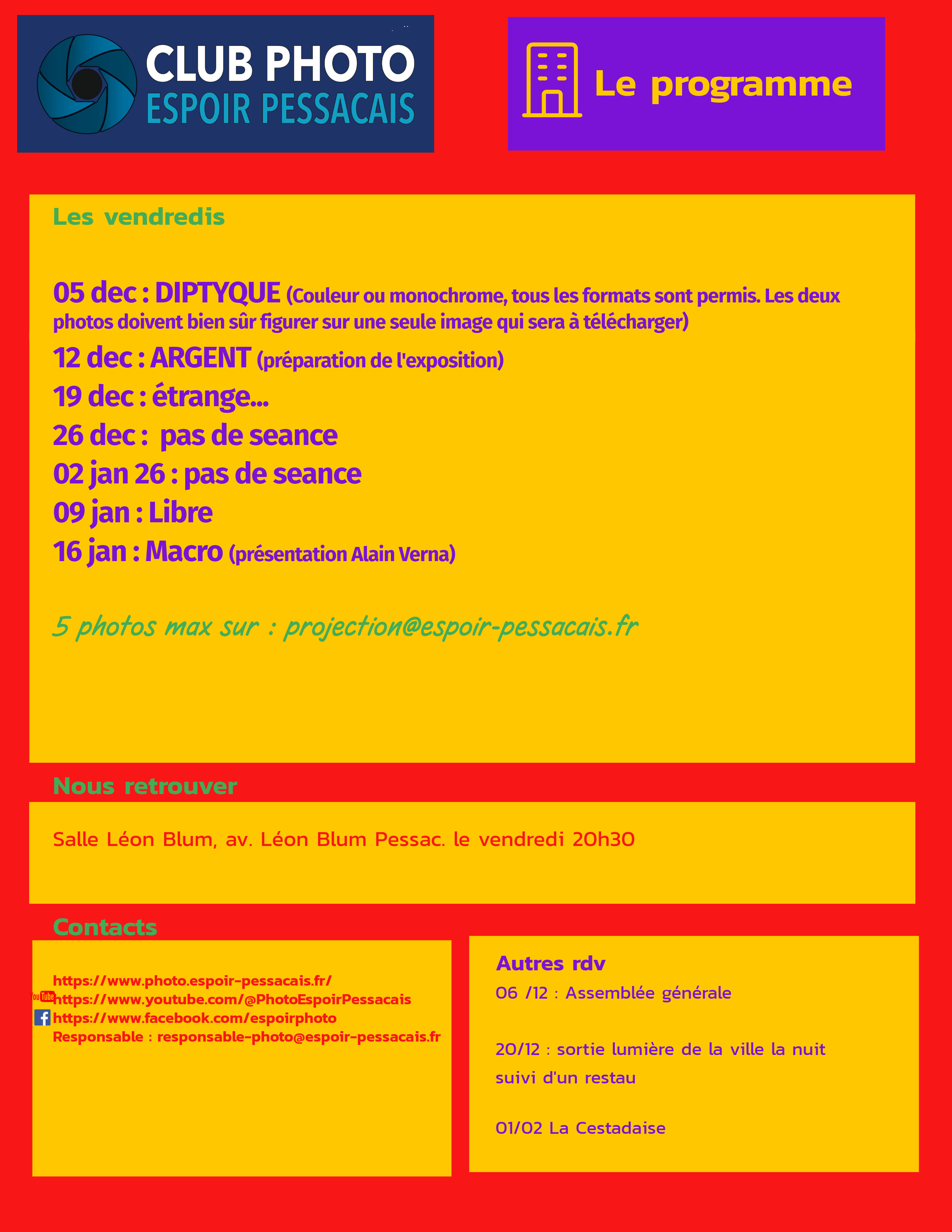 programme fin decembre 1